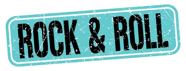Rock Roll Szöveg Kék Fekete Grungy Bélyegzőtáblára Írva — Stock Fotó