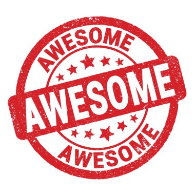 Kırmızı grungy işareti üzerine yazılmış AWESOME metni.