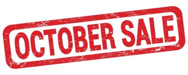 Kırmızı dikdörtgen damga işareti üzerine yazılmış OKTOBER satışı metni.