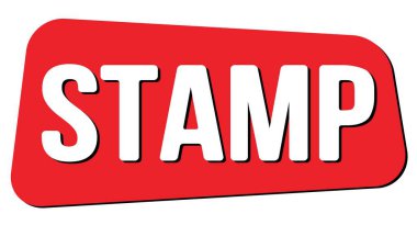 Kırmızı trapez damgasıyla yazılmış STAMP metni.