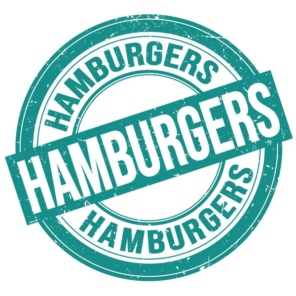 Hamburgers Text Skriven Blå Rund Grungy Stämpel Tecken — Stockfoto