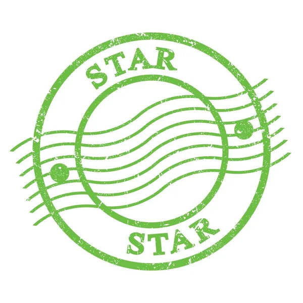 Star Text Skriven Grön Grungy Poststämpel — Stockfoto