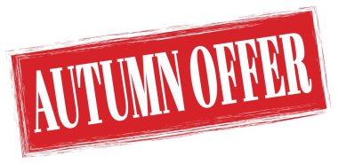 Kırmızı dikdörtgen mühür işareti üzerine AUTUMN OFFER metin.