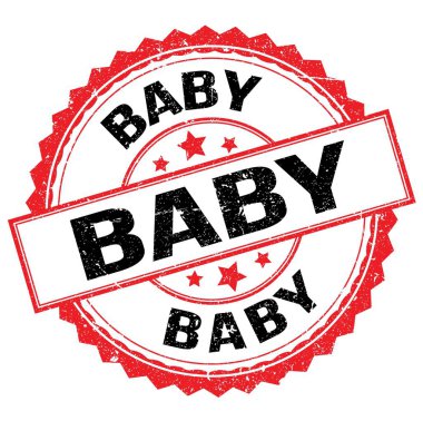 Kırmızı-siyah pul işareti üzerine yazılmış bebek metni