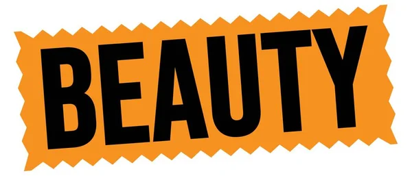 Beauty Tekst Napisany Pomarańczowo Czarnym Zygzakowatym Znaku Znaczka — Zdjęcie stockowe