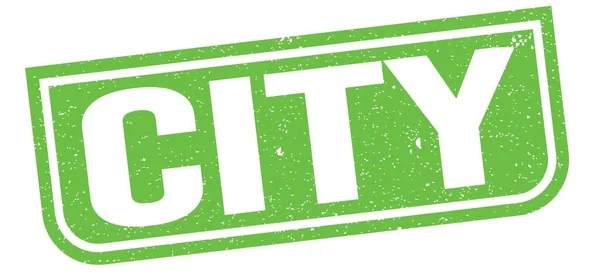 Tekst City Napisany Zielonym Grungy Znak Znaczka — Zdjęcie stockowe