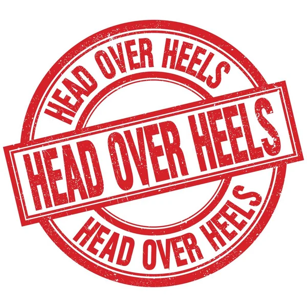 Head Heels Felirat Piros Kerek Bélyegzőtáblára Írva — Stock Fotó