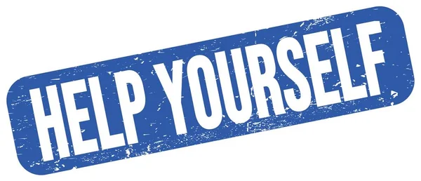 Help Yourself Text Napsaný Modrém Grungy Razítku — Stock fotografie