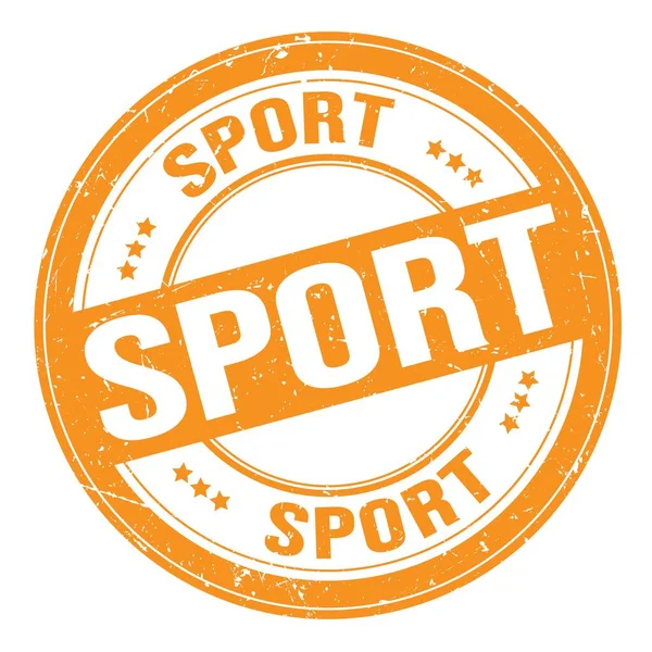 Sport Text Napsaný Oranžové Kulaté Grungy Razítko — Stock fotografie