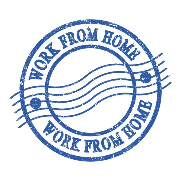 Work Home Text Writed Blue Grungy Postal Stamp — ストック写真