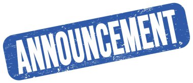 Mavi grungy mühür işareti üzerine yazılmış ANNCEMENT metni.