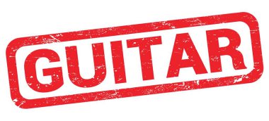 Kırmızı dikdörtgen damga işareti üzerine yazılmış GUITAR metni.