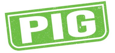 Yeşil grungy mühür işareti üzerine yazılmış domuz metni.