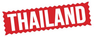 THAILAND kırmızı zig-zag işareti üzerine yazılmış metin.
