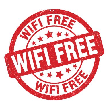 WIFI özgür metin kırmızı grungy mühür işareti üzerine yazılmış.