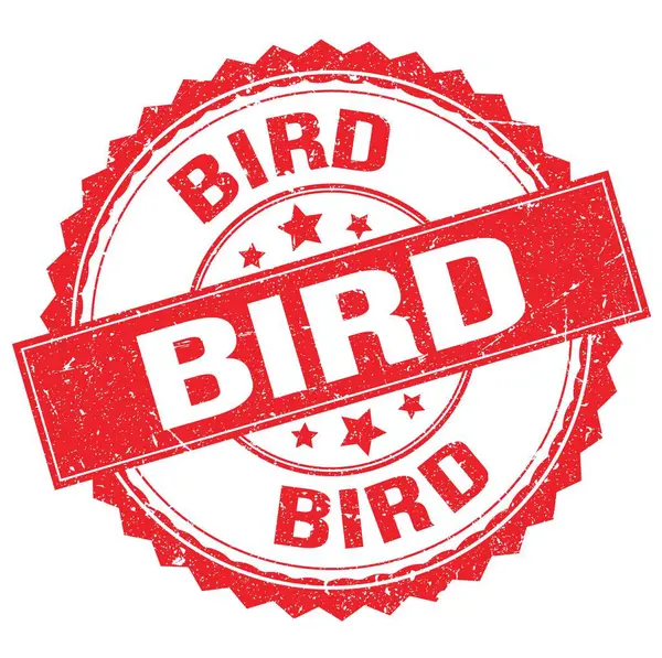 赤い丸印に書かれた鳥のテキスト — ストック写真