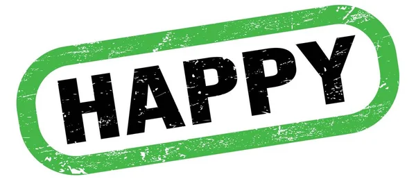 Happy Text Green Black Rectangle Stamp Sign — Stock Photo, Image