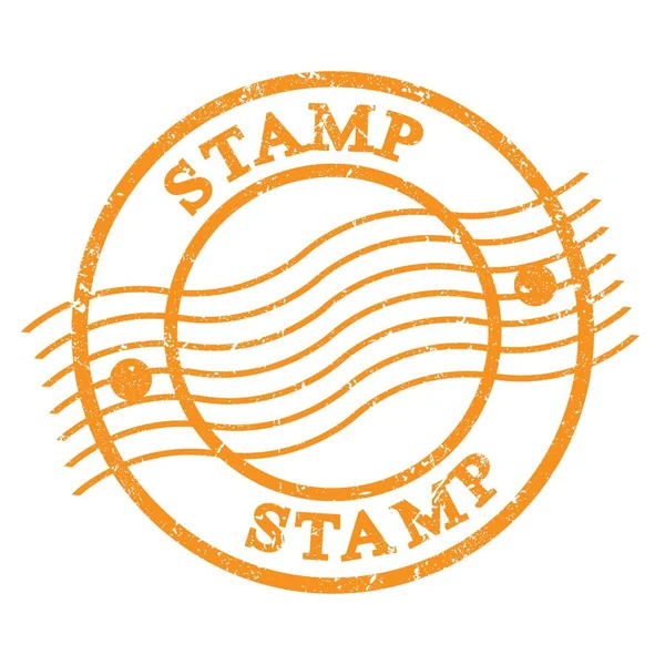 Stamp Tekst Geschreven Oranje Grungy Postzegel — Stockfoto