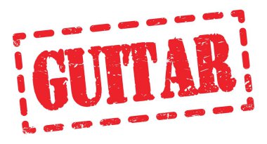 Kırmızı pano işareti üzerine yazılmış GUITAR metni.