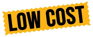 Düşük maliyetli metin turuncu-siyah zig-zag mühür işareti üzerine yazılmış.