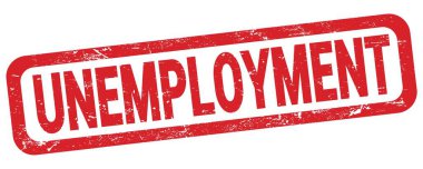 Kırmızı dikdörtgen mühür işareti üzerine yazılmış UNEMPLOYMENT metni.