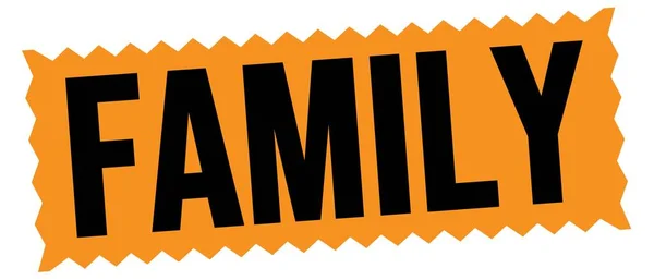 Familië Tekst Geschreven Oranje Zwarte Zig Zag Zegel Teken — Stockfoto