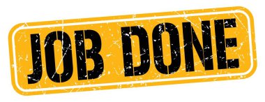 İş bitirme metni turuncu-siyah grungy işareti üzerine yazılmış.