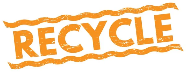 オレンジラインに書かれたRecycleテキストスタンプサイン — ストック写真