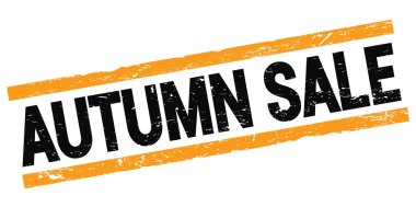 Siyah-turuncu dikdörtgen mühür işareti üzerine yazılmış AUTUMN satış metni.