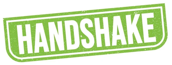 Handshake Text Written Green Grungy Stamp Sign — Stockfoto