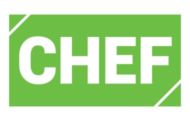 Yeşil dikdörtgen pul işareti üzerine yazılmış CHEF metni.