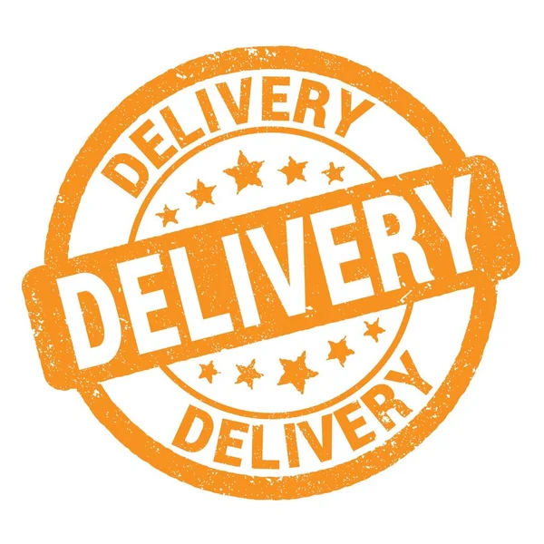 Delivery Text Napsaný Oranžové Grungy Razítko — Stock fotografie