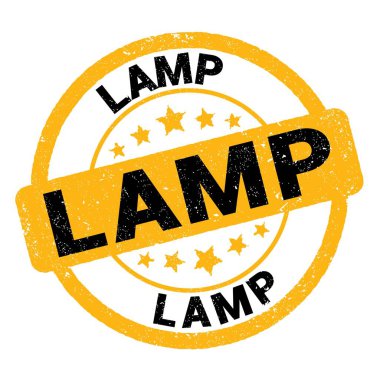 LAMP text written on yellow-black grungy stamp sign.