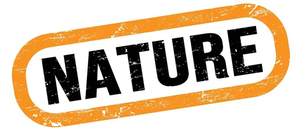 Природа Текст Оранжево Черном Прямоугольном Гербовом Знаке — стоковое фото