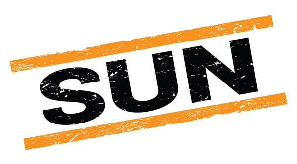 Sun Tekst Napisany Pomarańczowym Prostokątnym Znaku Znaczka — Zdjęcie stockowe