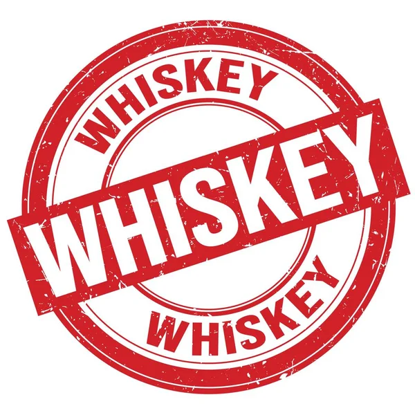 Whiskey Texte Écrit Sur Timbre Rond Rouge Signe Grungy — Photo