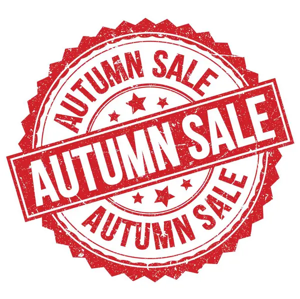 Autumn Sale Tekst Napisany Czerwonym Okrągłym Znaku Znaczka — Zdjęcie stockowe