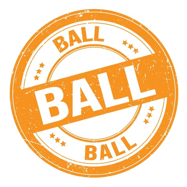 Ball Tekst Napisany Pomarańczowy Okrągły Grungy Znak Znaczka — Zdjęcie stockowe