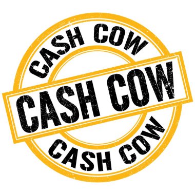 CASH İnek metni sarı-siyah yuvarlak pul işareti üzerine yazılmış