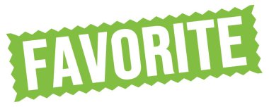 Yeşil zig-zag işareti üzerine yazılmış FAVORITE metni.