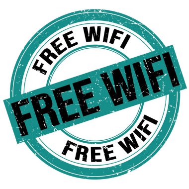 FREE WIFI metin mavi-siyah yuvarlak grungy işareti üzerine yazılmış