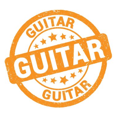 Guitar metni turuncu grungy mühür işareti üzerine yazılmış.