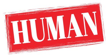 Kırmızı dikdörtgen damga işareti üzerine yazılmış HUMAN metni.
