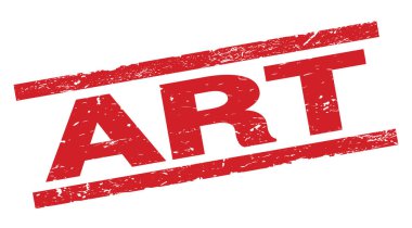 Kırmızı dikdörtgen pul işareti üzerine yazılmış sanat metni.