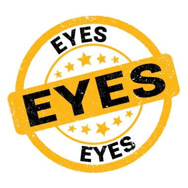 Sarı-siyah pul işareti üzerine yazılmış gözler metni.