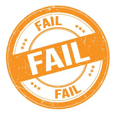 Turuncu yuvarlak grungy işareti üzerine yazılmış başarısız metin