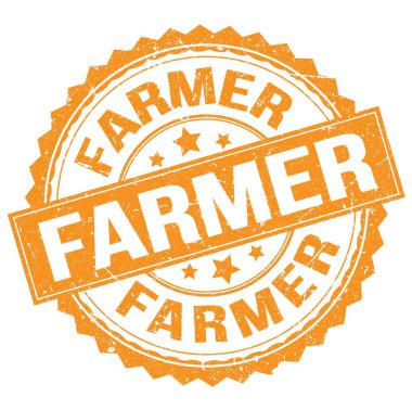 Turuncu pul işareti üzerine yazılmış Farmer metni