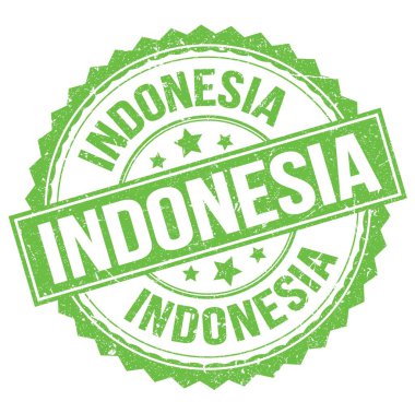 Yeşil yuvarlak pul işareti üzerine yazılmış INDONEZYA metni