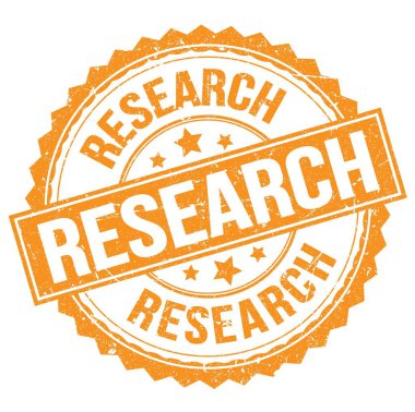 Turuncu yuvarlak damga işareti üzerine yazılmış REARCH metni