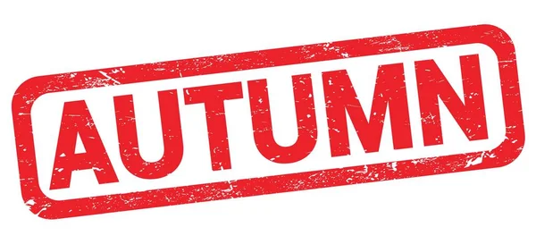 Autumn Szöveg Piros Téglalap Alakú Bélyegzőtáblára Írva — Stock Fotó